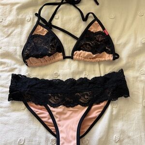 Doll swimwear Black and Tan Lace Bikini Set size medium